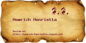 Hemrich Henrietta névjegykártya